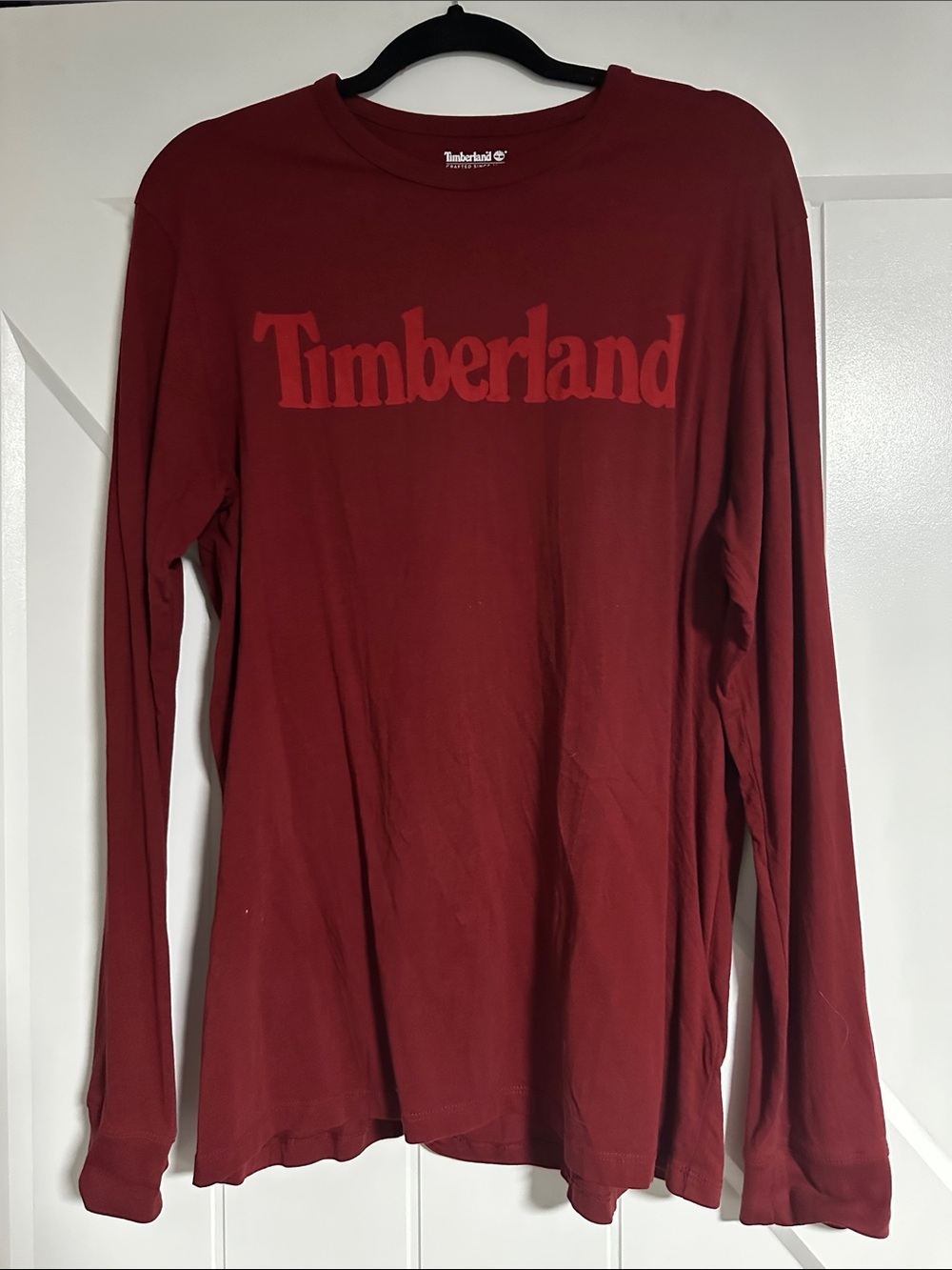 Timberland Burgundy Long Sleeve Logo Shirt
